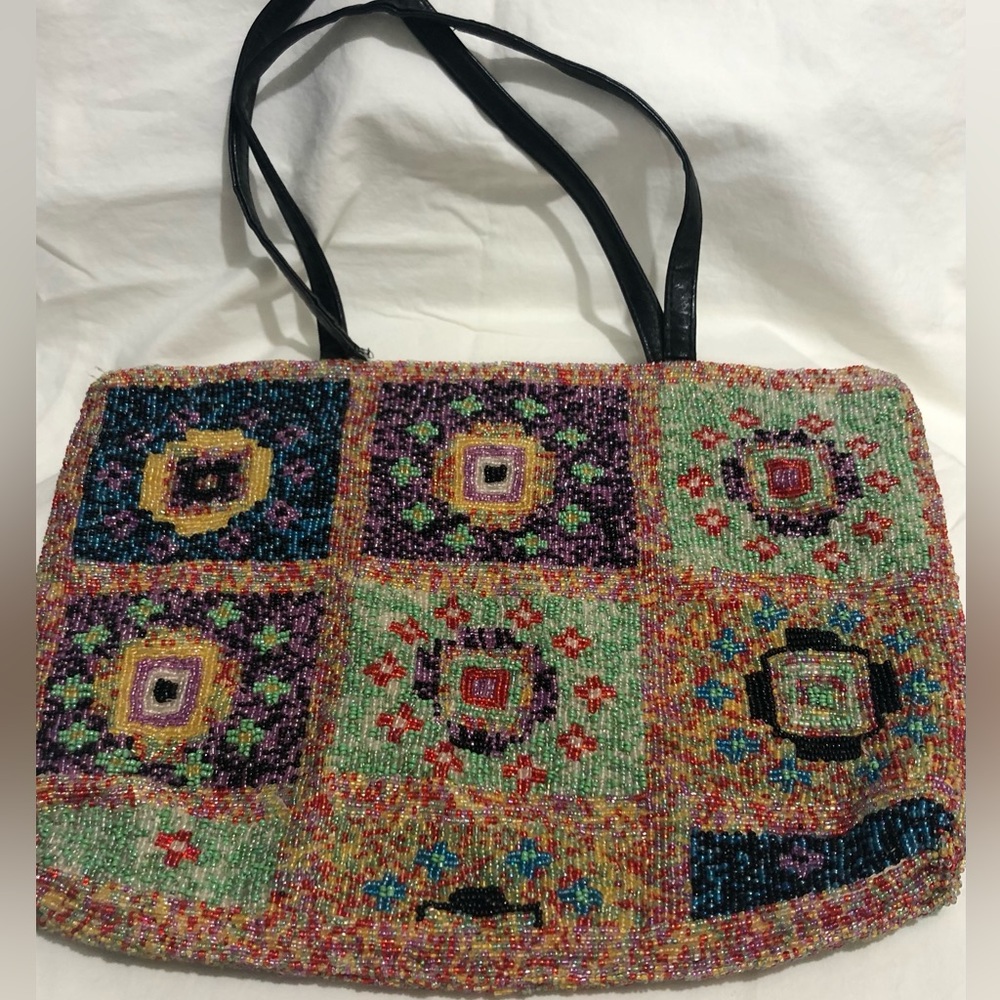 Christiana Vintage Beaded Patterned Tote Bag